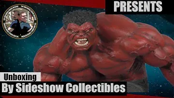 Распаковка Sideshow Эксклюзивный премиум-формат Red Hulk Статуя «Странная парочка»