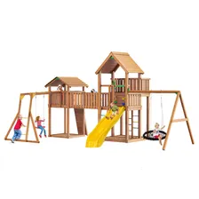 Jungle Gym JВ11 &quot;Памир&quot;(Детский городок Jungle Palace + bridge Link + cottage(без горки) + swing с гнездом + Rock + Рукоход с качелей JB11)