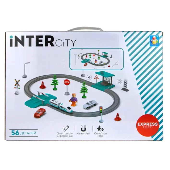 Игровой набор 1Toy InterCity Express Железная дорога Городок 56 деталей Т22435-1