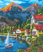 Рисование по номерам "Прибрежный городок", 40х50 см (А084)