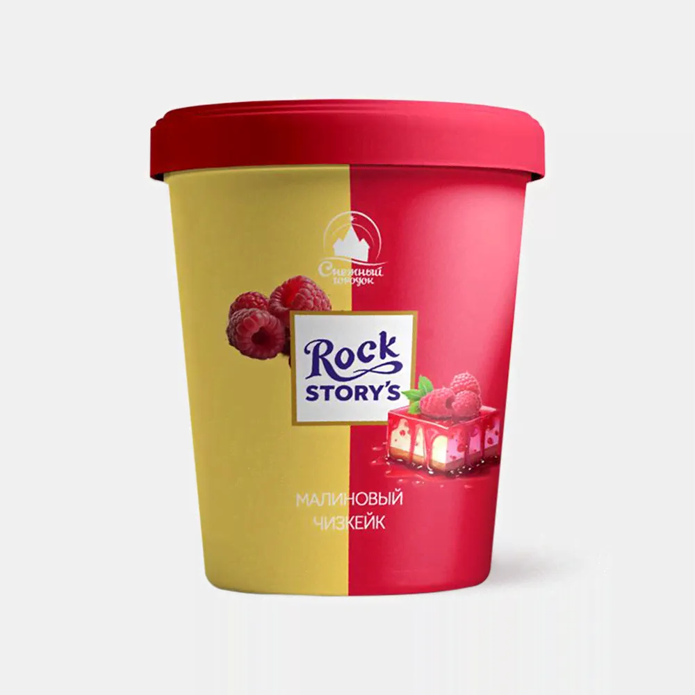 Мороженое Снежный городок, Rock Story's, малиновый чизкейк, в ведёрке, 260 г, Rock Story's-0