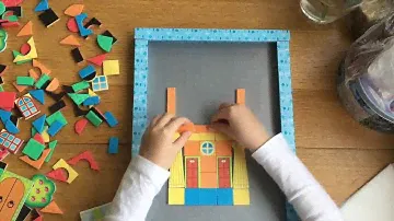 Маша строит дом из магнитной мозаики. Magneticus color mosaic !